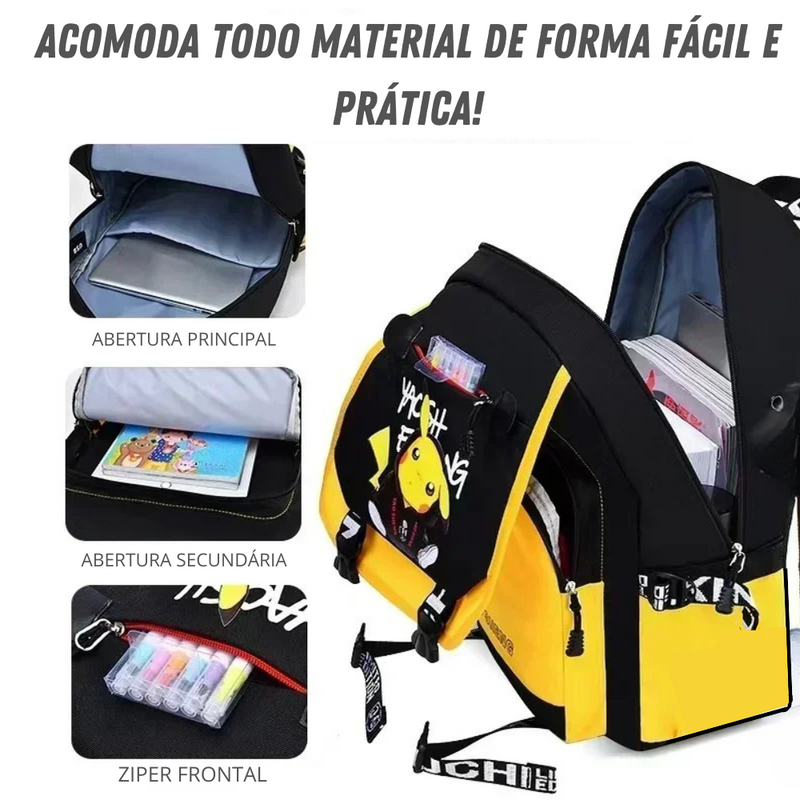 MOCHILA POKEMON PICACHU - ESCOLAR / MULTIUSO - UNISEX