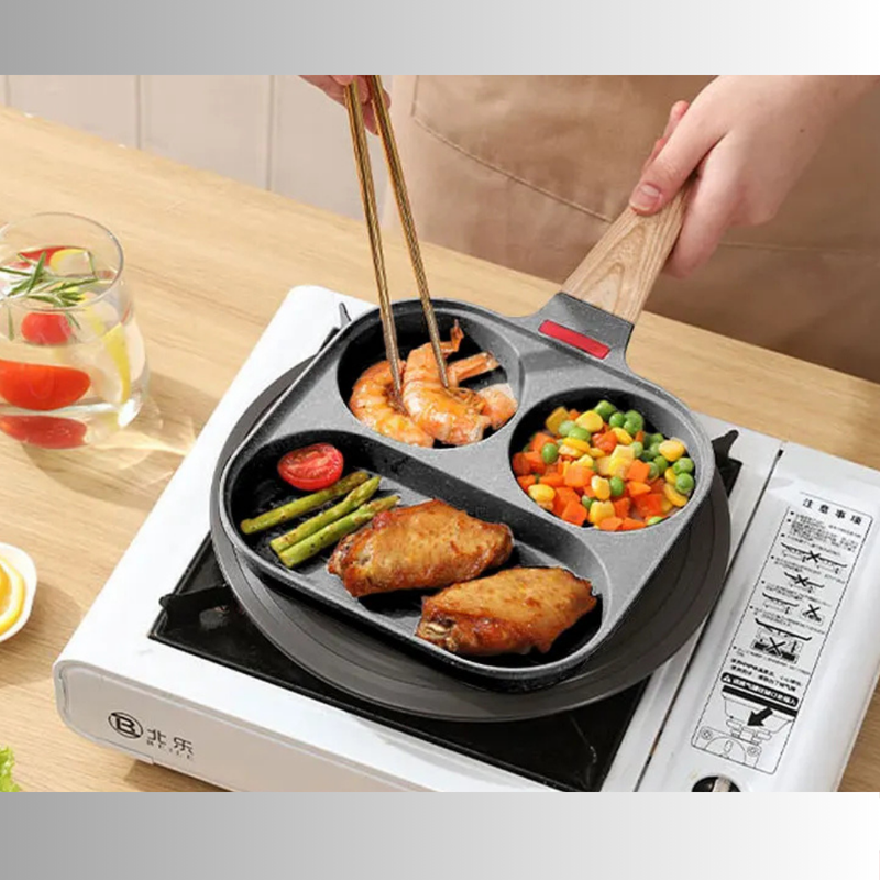 Frigideira 3 em 1, Panela Antiaderente para Ovos, Panqueca, Hambúrguer e Bife - Panela para Preparar o Café da Manhã, Utensílio de Cozinha
