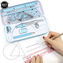 ESTOJO DE GEOMETRIA COM 8 PEÇAS / RÉGUAS E LÁPIS