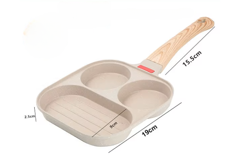 Frigideira 3 em 1, Panela Antiaderente para Ovos, Panqueca, Hambúrguer e Bife - Panela para Preparar o Café da Manhã, Utensílio de Cozinha
